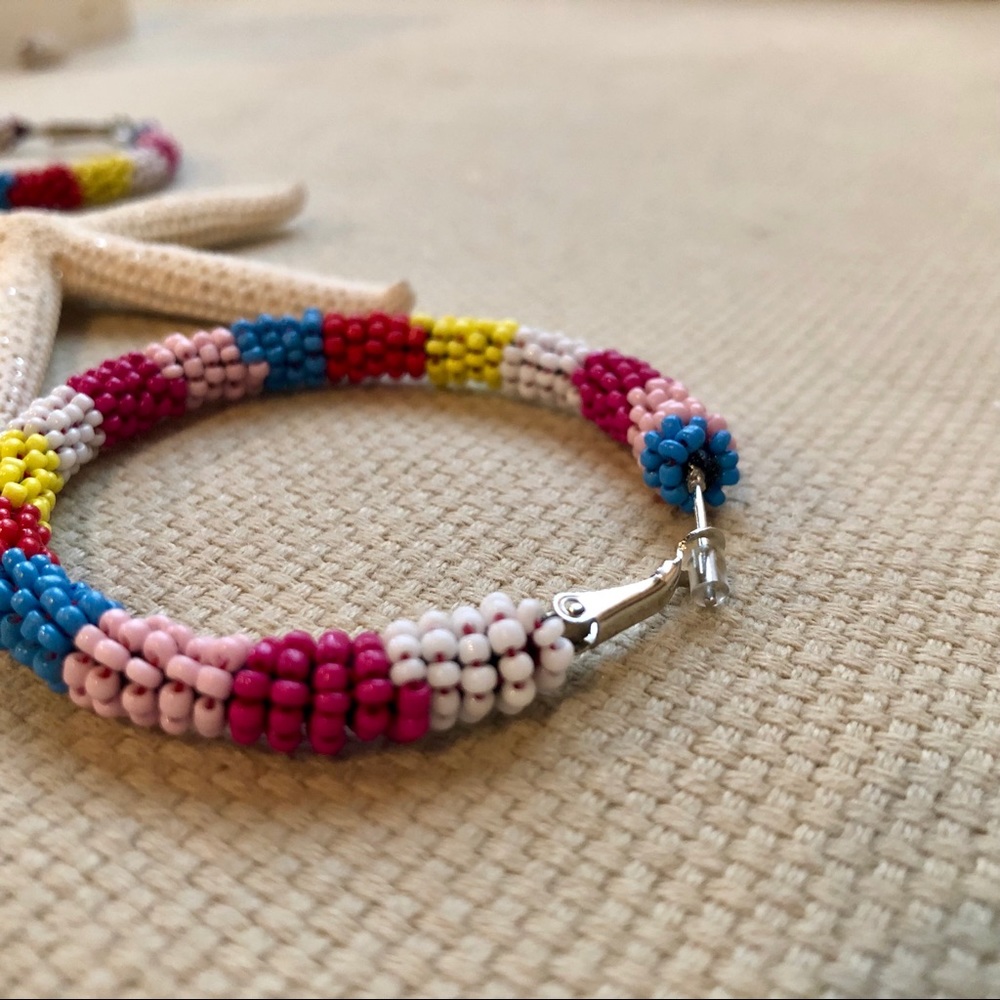 Multicolor Beaded Hoops - Picture 3 of 3